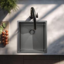 Pure.Sink Luxion Vask i gun metal, 36 x 40 cm, til undermontering, planmontering og påmontering PLX3640-61