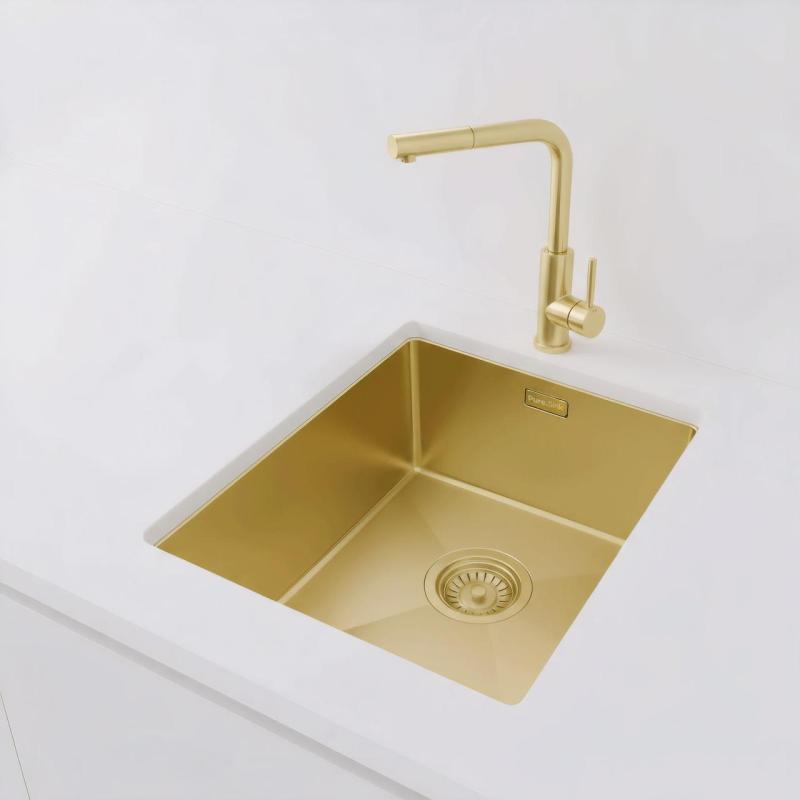 Pure.Sink Luxion Guldvask 36x40 cm undermontering, planmontering og påbygning PLX3640-60