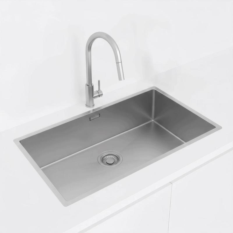 Pure.Sink Luxion Stor rustfri stålvask 74x40 cm undermontering, planmontering og påmontering PLX7440-02