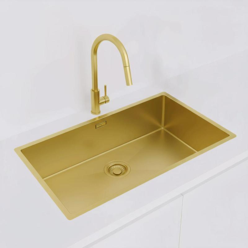 Pure.Sink Luxion Stor guldvask 74x40 cm undermontering, planmontering og overflademontering PLX7440-60