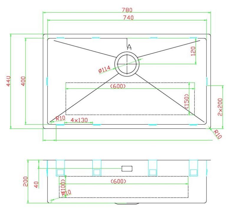 Pure.Sink Luxion Stor guldvask 74x40 cm undermontering, planmontering og overflademontering PLX7440-60