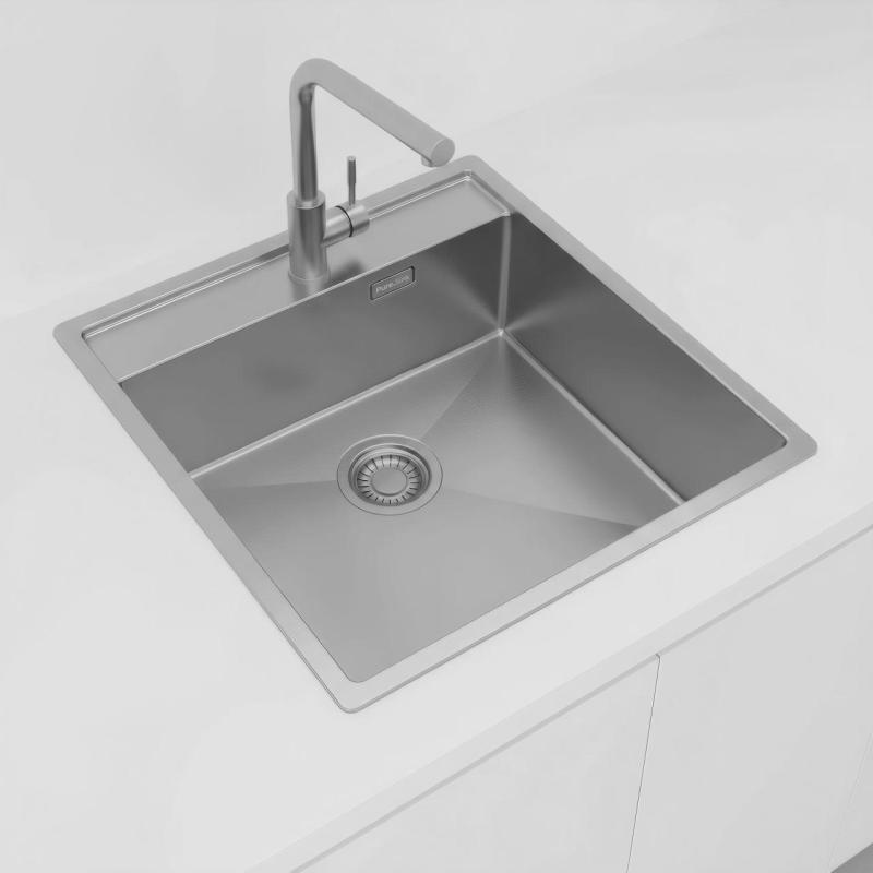 Pure.Sink Luxion rustfrit stål vask 51x50 cm Tapwing med hul til vandhane PLX5150T-02