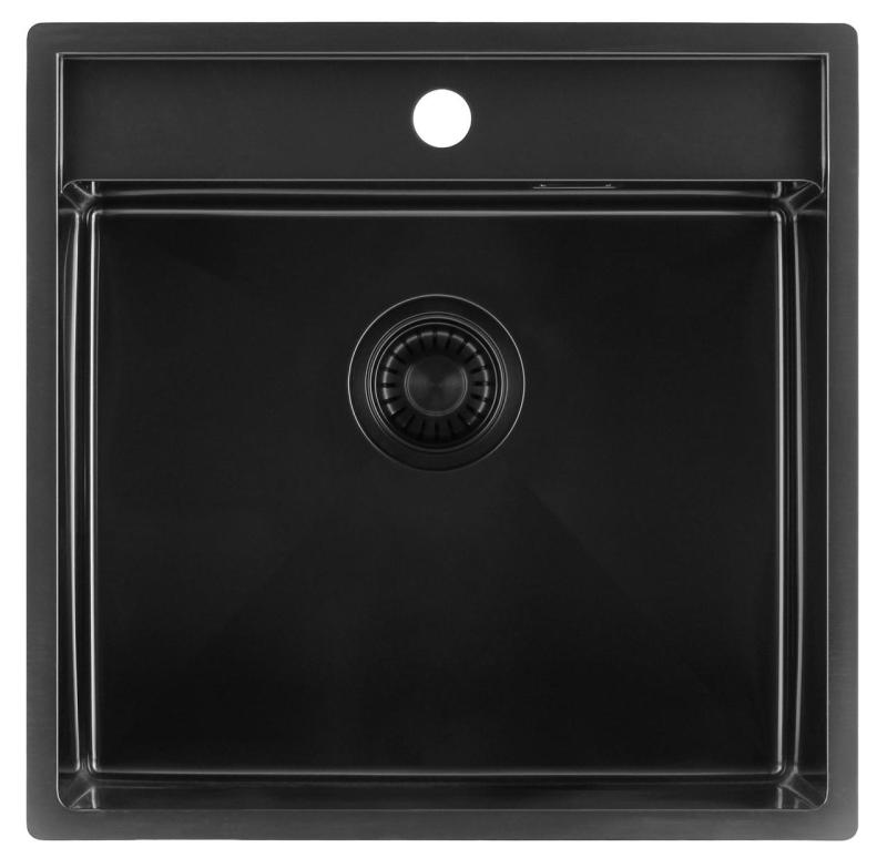 Pure.Sink Luxion PVD Sort vask 51x50 cm Tapwing med hul til vandhane PLX5150T-63