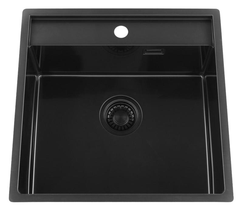 Pure.Sink Luxion PVD Sort vask 51x50 cm Tapwing med hul til vandhane PLX5150T-63