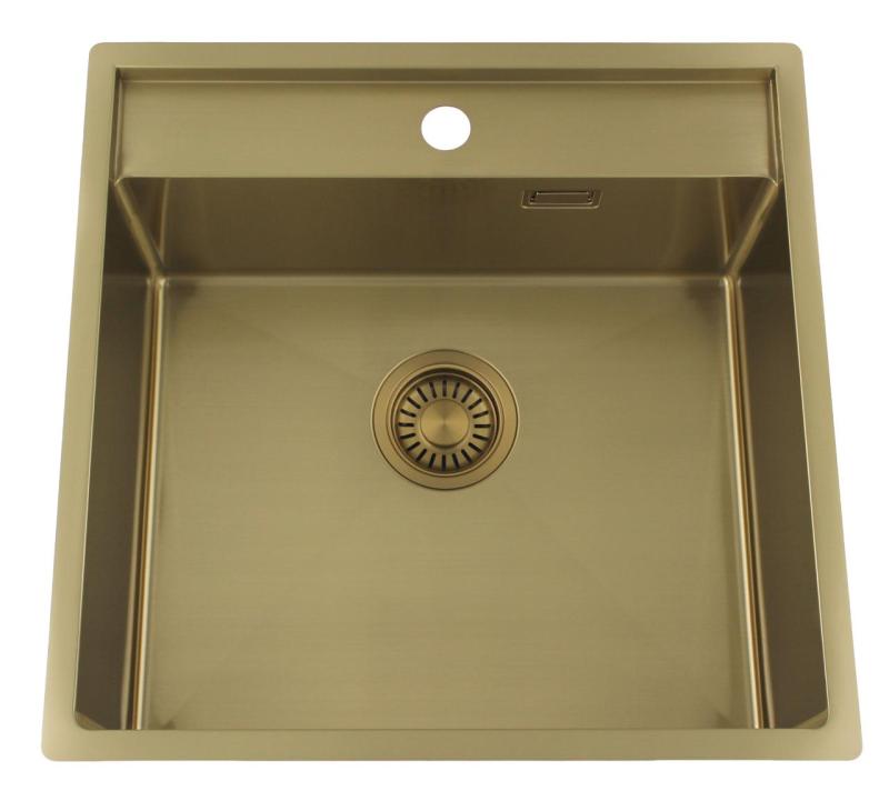Pure.Sink Luxion Guldvask 51x50 cm Tapwing med hul til vandhane PLX5150T-60