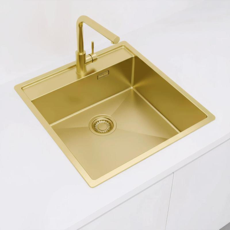 Pure.Sink Luxion Guldvask 51x50 cm Tapwing med hul til vandhane PLX5150T-60