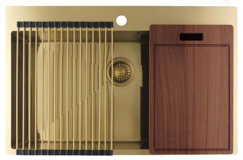 Pure.Sink Luxion Stor guldvask 78x50 cm Tapwing med hul til vandhane PLX7850T-60