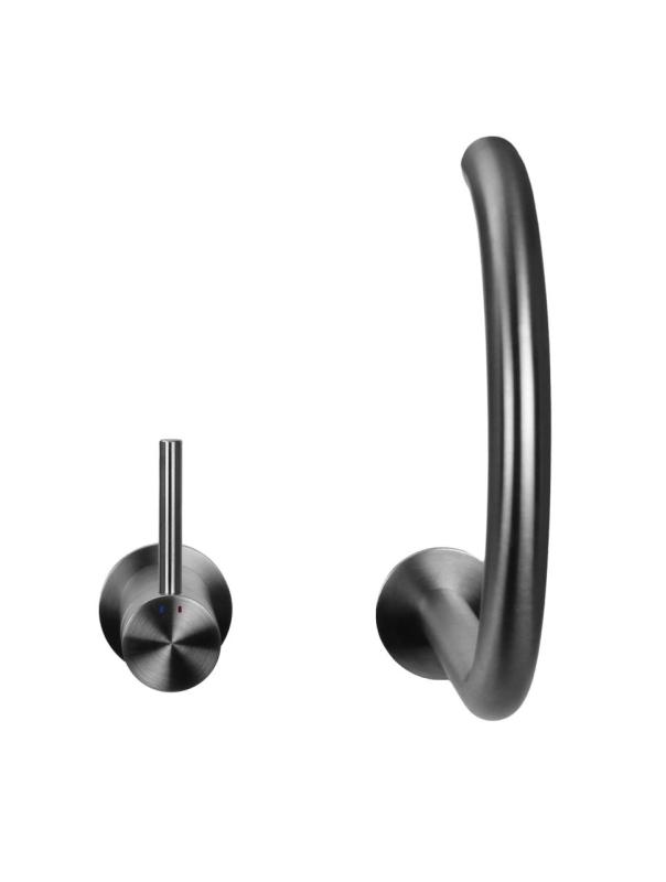 Pure.Sink Luxion 2-huls massiv rustfri køkkenarmatur med rund udløb PLX2HR-02