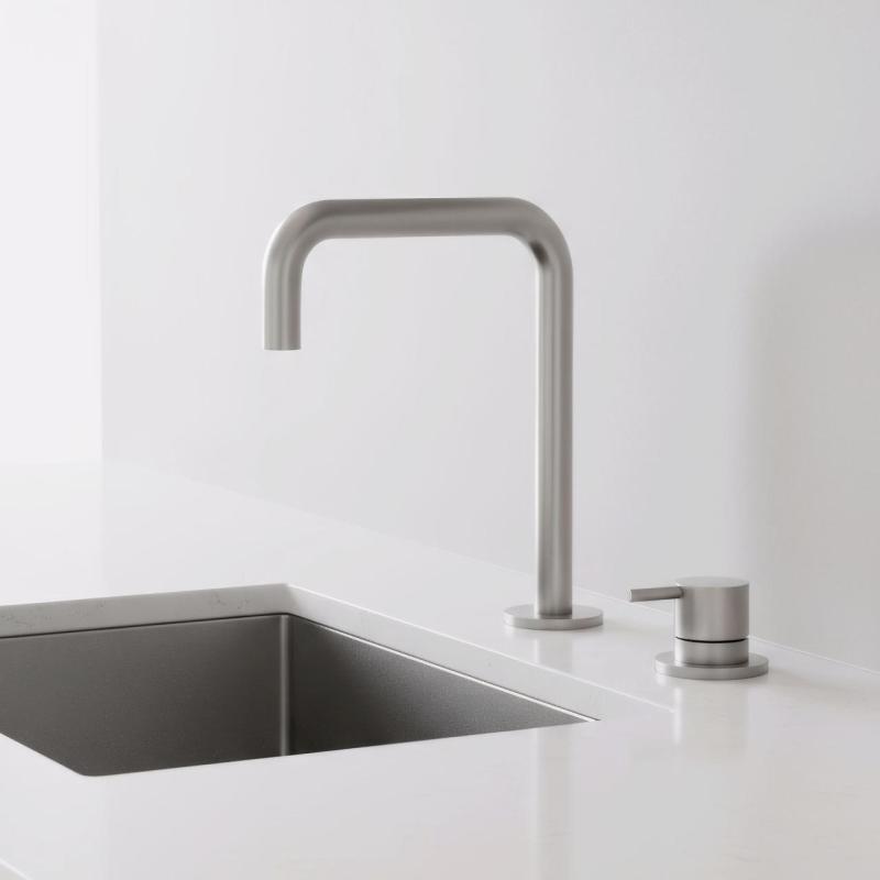 Pure.Sink Luxion 2-huls massiv rustfri køkkenarmatur med U-udløb PLX2HU-02