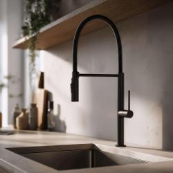 Pure.Sink Luxion Mat Sort køkkenarmatur profi med fleksibel udløb og 2 stråleformer PLXFLEX-10