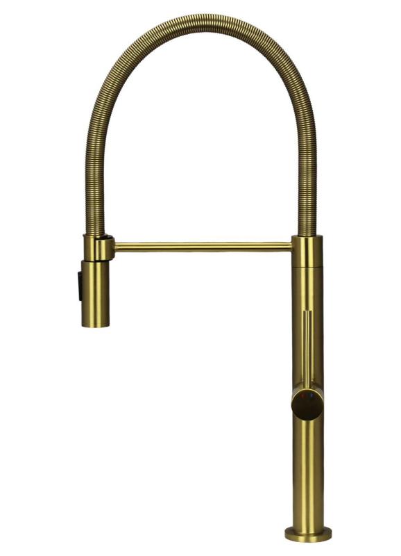 Pure.Sink Luxion Guldfarvet køkkenarmatur med fleksibelt udløb og 2 stråleformer PLXFLEX-60