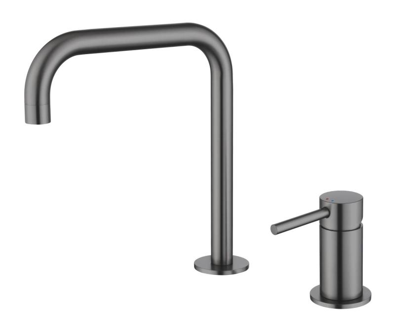 Pure.Sink Luxion 2-huls køkkenarmatur i gun metal med U-udløb PLX2HU-61
