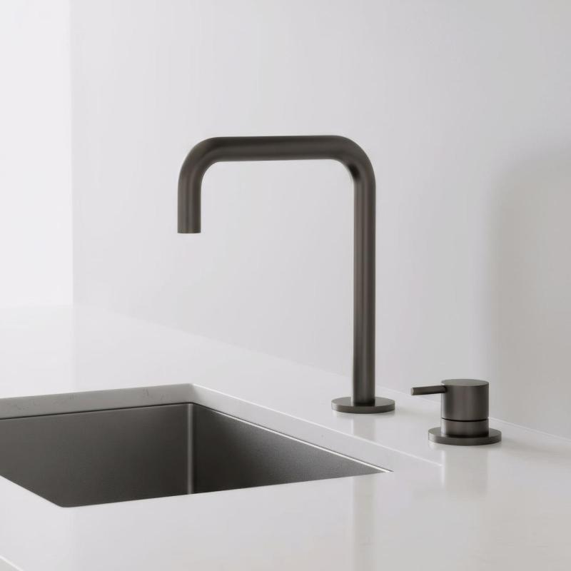 Pure.Sink Luxion 2-huls køkkenarmatur i gun metal med U-udløb PLX2HU-61