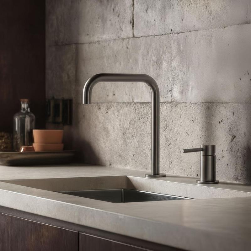 Pure.Sink Luxion 2-huls køkkenarmatur i gun metal med U-udløb PLX2HU-61