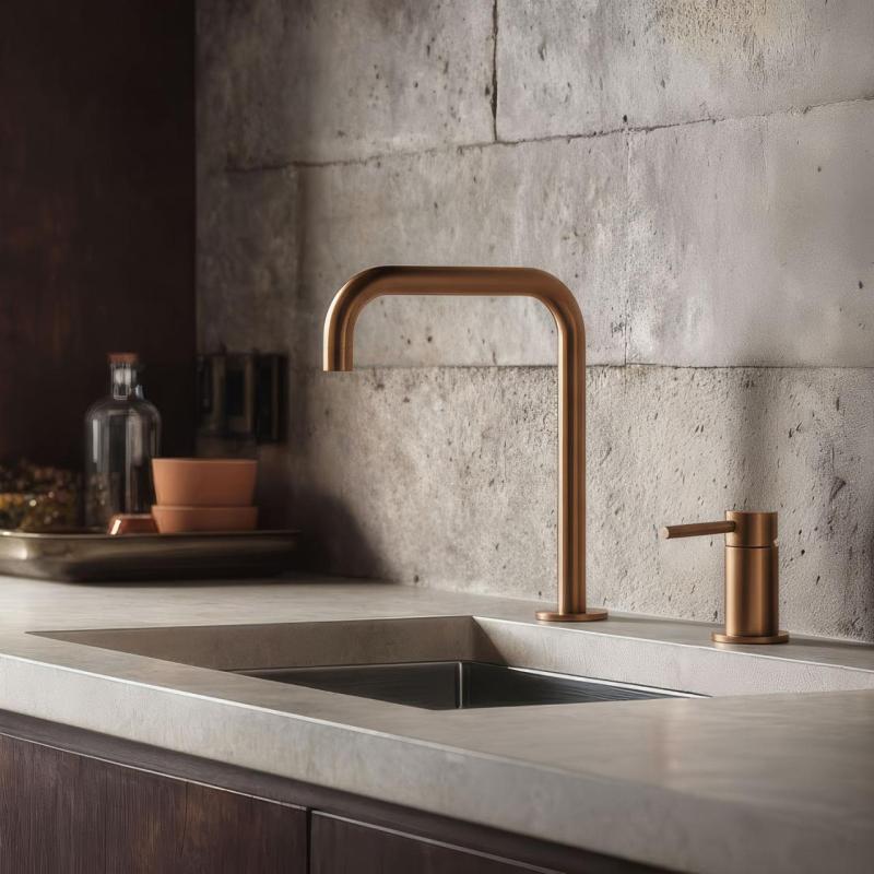 Pure.Sink Luxion 2-huls kobber køkkenhane med U-udløb PLX2HU-62