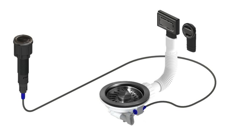 Granitemy Gun metal afløbssæt inklusive trykknap-affald med prop, plus rektangulær og rund overløb 1208971745