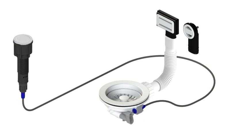 Granitemy Hvid Afløbssæt inklusiv trykknap-affald med prop, plus rektangulær og rund overløb 1208971747