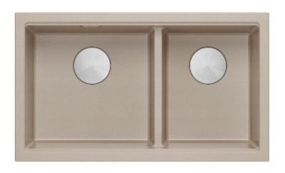 Quadri Newport II Dobbelt Beige Granit Overbygning Vask 76x45 cm med rustfrit stål prop 1208971754