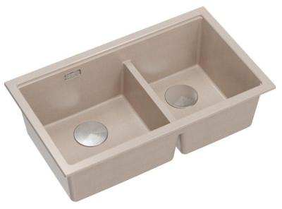 Quadri Newport II Dobbelt Beige Granit Overbygning Vask 76x45 cm med rustfrit stål prop 1208971754