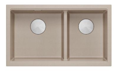 Quadri Newport II Dobbelt Beige Granit Undermonteret Vask 702 x 390 mm med Rustfrit Stål Prop 1208971757
