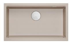 Quadri Newport II stor og dyb vask i granit til overflade- og undermontering Beige vask 76x45cm med rustfrit stål prop 1208971760