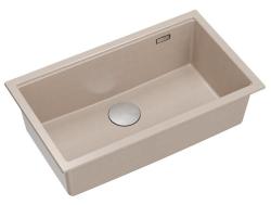 Quadri Newport II stor og dyb vask i granit til overflade- og undermontering Beige vask 76x45cm med rustfrit stål prop 1208971760