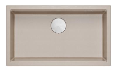 Quadri Newport II stor og dyb vask i granit til overflade- og undermontering Beige vask 76x45cm med rustfrit stål prop 1208971760