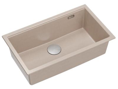 Quadri Newport II stor og dyb vask i granit til overflade- og undermontering Beige vask 76x45cm med rustfrit stål prop 1208971760