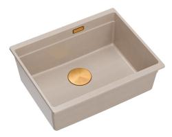 Quadri Newport II granit undermonteret beige vask 560x450mm med kobberprop og afløbsdæksel 1208971764