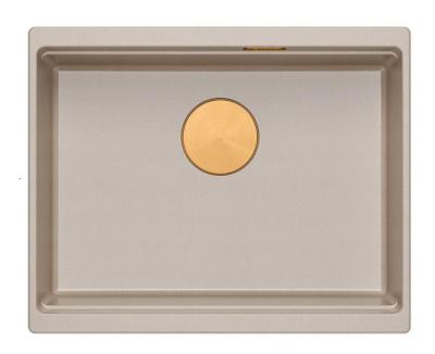 Quadri Newport II granit undermonteret beige vask 560x450mm med kobberprop og afløbsdæksel 1208971764