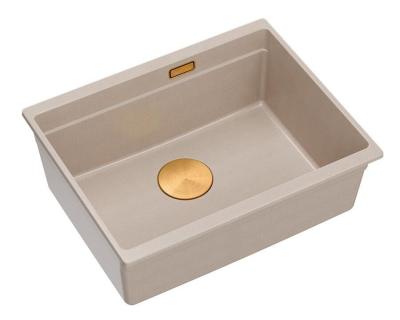 Quadri Newport II granit undermonteret beige vask 560x450mm med kobberprop og afløbsdæksel 1208971764