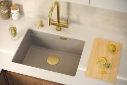 Quadri Newport II granit undermonteret beige vask 560x450mm med rustfri stålprop og afløbsdæksel 1208971766
