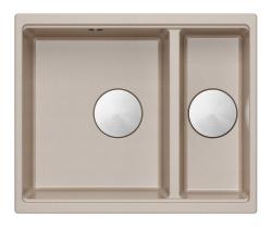 Quadri Newport II beige 1,5 vask granit overflade og undermonteret vask 555x460mm med rustfrit stål prop 1208971769