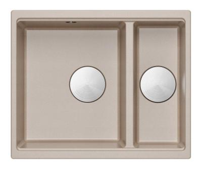 Quadri Newport II beige 1,5 vask granit overflade og undermonteret vask 555x460mm med rustfrit stål prop 1208971769