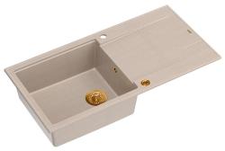 Quadri Luton beige granit påbygningsskål med drypplade vendbar 100x50cm med kobberprop 1208971770