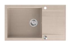Quadri Luton beige granit stor overfladevask med drænbræt omvendelig 86x50cm med rustfrit stålprop 1208971775