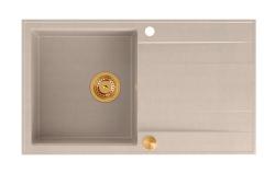 Quadri Luton beige granit overfladevask med aftapningsområde vendbar 86x50cm med kobberprop 1208971777
