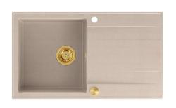 Quadri Luton beige granit overfladevask med drænplade vendbar 86x50cm med guldprop 1208971778