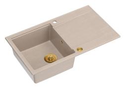 Quadri Luton beige granit overfladevask med drænplade vendbar 86x50cm med guldprop 1208971778