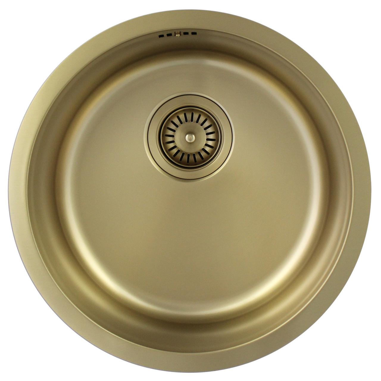 Pure.Sink Rondo Gylden Rund Vask flad indbygning, undermontering og overbygning 38 cm PRN38-60