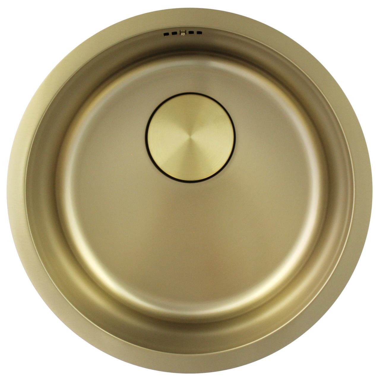 Pure.Sink Rondo Gylden Rund Vask flad indbygning, undermontering og overbygning 38 cm PRN38-60