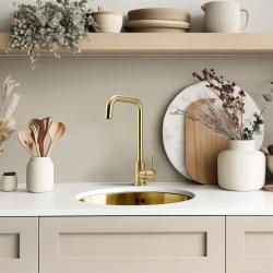 Pure.Sink Rondo Gylden Rund Vask flad indbygning, undermontering og overbygning 38 cm PRN38-60
