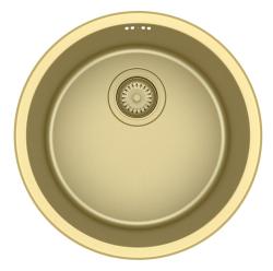 Pure.Sink Rondo Gylden Rund Vask flad indbygning, undermontering og overbygning 38 cm PRN38-60