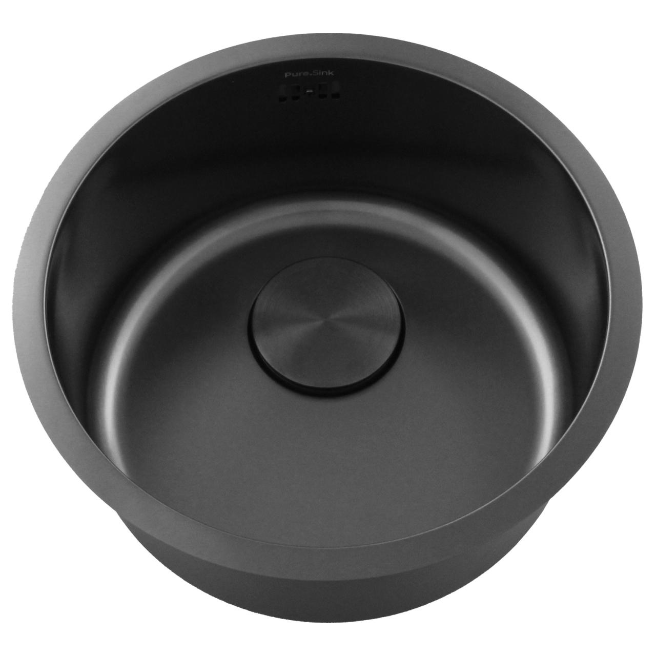 Pure.Sink Rondo Gun metal Runde vask til planmontering, undermontering og overmontering 38 cm PRN38-61