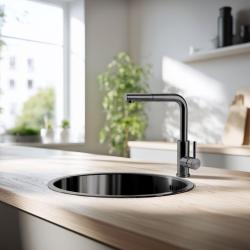 Pure.Sink Rondo Gun metal Runde vask til planmontering, undermontering og overmontering 38 cm PRN38-61