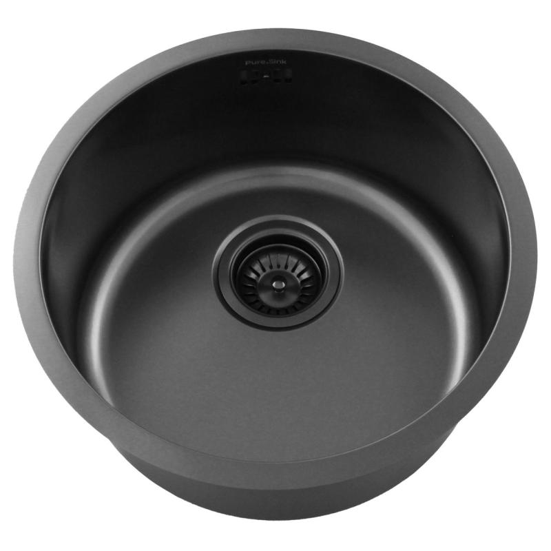 Pure.Sink Rondo Gun metal Runde vask til planmontering, undermontering og overmontering 38 cm PRN38-61