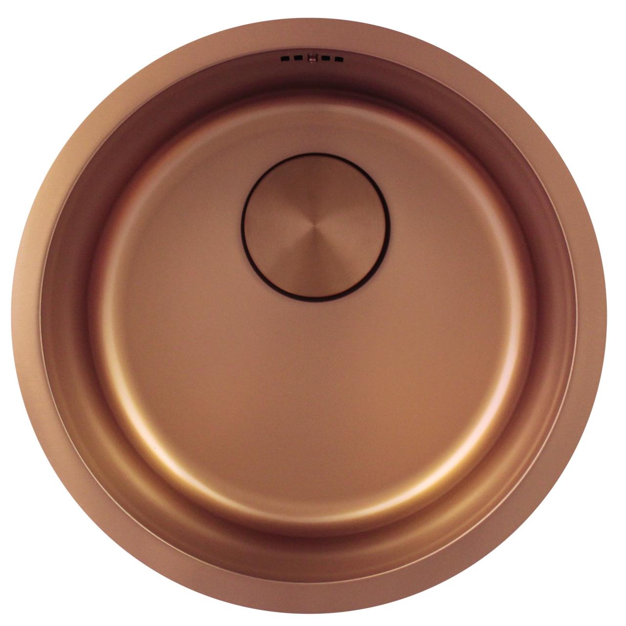 Pure.Sink Rondo Kobber Rund Vask flad indbygning, undermontering og overbygning 38 cm PRN38-62