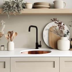 Pure.Sink Rondo Rund vask i kobber til indbygning, undermontering og påmontering, 37 cm, RD375-Copper