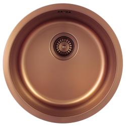 Pure.Sink Rondo Kobber Rund Vask flad indbygning, undermontering og overbygning 38 cm PRN38-62