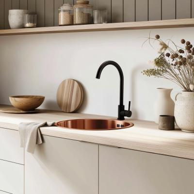 Pure.Sink Rondo Kobber Rund Vask flad indbygning, undermontering og overbygning 38 cm PRN38-62